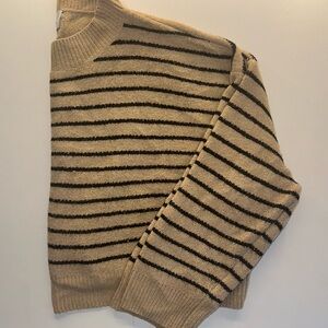 tan striped sweater | bobbles & lace